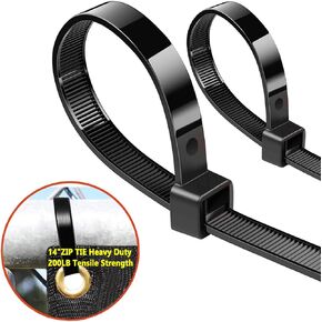 Zip Ties Heavy Duty, Large Zip Ties 14"with 200 lbs Tensile Strength,Long Zip Ties 14 inch Big Cable Ties, Black Zip Ties 50 Pack for Indoor And Outdoor Multi-Purpose Use Plastic Tie Wire