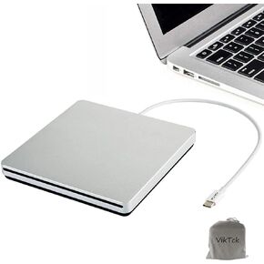 VikTck USB-C Superdrive External DVD/CD Drive for Laptop,USB3.0/Type-C CD/DVD Burner External DVD Drive Portable DVD Player for Laptop Desktop PC Apple Mac Windows 11/10/8/7/XP Linux OS