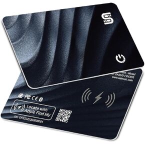 Wallet Tracker Qi Wireless Recharging IP68 Thin Item Finder Purse Luggage Works with Apple Find My APP & Network (iOS Only)