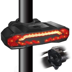 Bike Tail Light with Bike Turn Signals,Anti-Theft Bike Alarm with Wireless Remote Control,7Sensitivity Adjustable Level Electric Bell/Alarm Rear Bike Light for Bike Ebike,Black in Kuwait