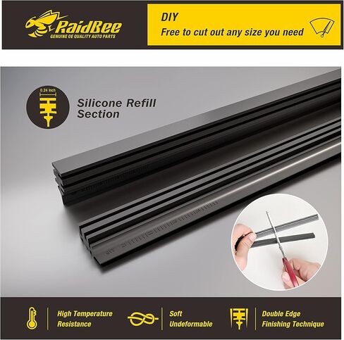 4PC Silicone Wiper Blade Refill,Adjustable Universal Replacement Wiper Blade Refill Replacement for Tesla,Toyota,Hyundai,Honda Front & Rear Windshield Wiper Baldes (20") in Kuwait