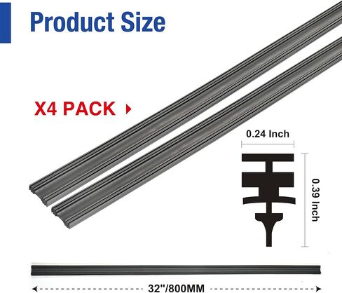 شفرات ممسحة الزجاج الأمامي 32 بوصة 4 عبوات بديلة لسوبارو كروستريك إمبريزا، مازدا CX-5 CX-9، هوندا CRV CR-V والمزيد من السيارات، عبوات شريط مطاطي ممتاز سهلة التركيب in Kuwait