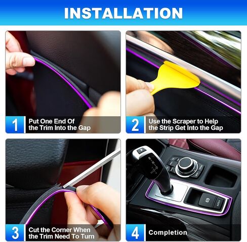 Car Interior Trim Strips - 16.4ft/5M Universal Blue Car Decor Car Gap Fillers Automobile Molding Line Decorative Accessories DIY Flexible Strip Garnish Accessory with Installing Tool in Kuwait