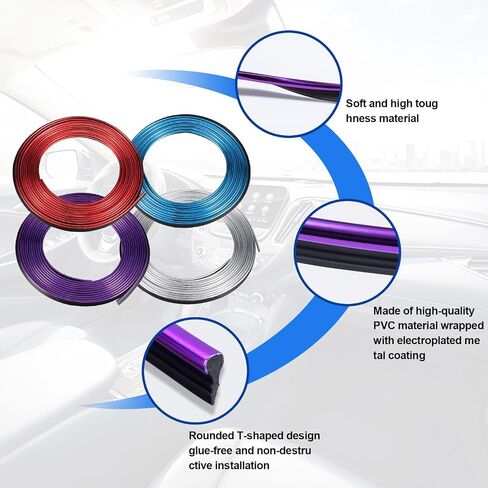 Car Interior Trim Strips - 16.4ft/5M Universal Blue Car Decor Car Gap Fillers Automobile Molding Line Decorative Accessories DIY Flexible Strip Garnish Accessory with Installing Tool in Kuwait