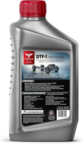 حافظة نقل احترافية من TRIAX DTF-1 سائل صناعي بالكامل، تعبئة مدى الحياة، جميع المواسم حتى -60 فهرنهايت، متوافقة مع BMW Xdrive، Audi/VW Quattro، Range Rover، Ford، Porsche والعديد من AWD (1 كوارت) in Saudi Arabia