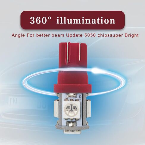 rboko 10pcs 194 أدى ضوء لمبة 6000k إسفين t10 أدى لمبة 5smd 5050 رقائق، 168 t10 2825 5smd dc 12v استبدال المصابيح لقبة السيارة خريطة باب المجاملة لوحة ترخيص أضواء (أبيض) in Kuwait