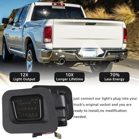ضوء علامة لوحة ترخيص LED كامل مطور متوافق مع شاحنة بيك اب 2003-2018 دودج رام 1500 2500 3500، عدسة دخان، 6000 ك أبيض، استبدال مجموعة مصابيح العلامة قطعتين in Kuwait