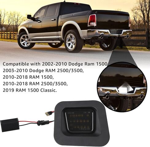 ضوء علامة لوحة ترخيص LED كامل مطور متوافق مع شاحنة بيك اب 2003-2018 دودج رام 1500 2500 3500، عدسة دخان، 6000 ك أبيض، استبدال مجموعة مصابيح العلامة قطعتين in Kuwait