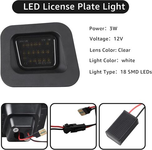 ضوء علامة لوحة ترخيص LED كامل مطور متوافق مع شاحنة بيك اب 2003-2018 دودج رام 1500 2500 3500، عدسة دخان، 6000 ك أبيض، استبدال مجموعة مصابيح العلامة قطعتين in Kuwait