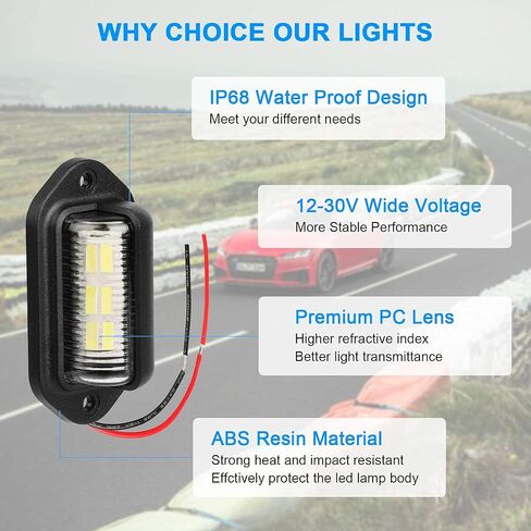 EEEKit 2 حزم 6 SMD LED 12V أضواء مصباح لوحة ترخيص المقطورة، مقاومة للماء لوحة ترخيص خطوة مجاملة ضوء العلامة لشاحنة SUV مقطورة فان RV القوارب in Saudi Arabia