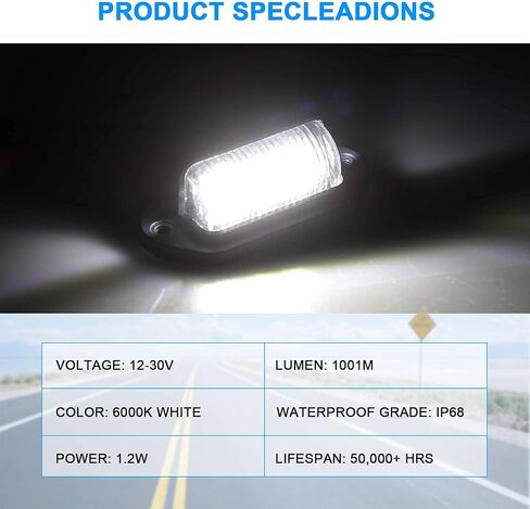EEEKit 2 حزم 6 SMD LED 12V أضواء مصباح لوحة ترخيص المقطورة، مقاومة للماء لوحة ترخيص خطوة مجاملة ضوء العلامة لشاحنة SUV مقطورة فان RV القوارب in Saudi Arabia