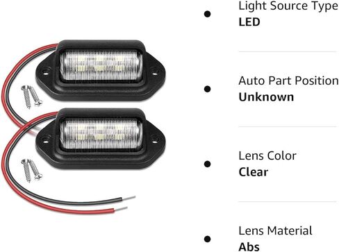 EEEKit 2 حزم 6 SMD LED 12V أضواء مصباح لوحة ترخيص المقطورة، مقاومة للماء لوحة ترخيص خطوة مجاملة ضوء العلامة لشاحنة SUV مقطورة فان RV القوارب in Saudi Arabia