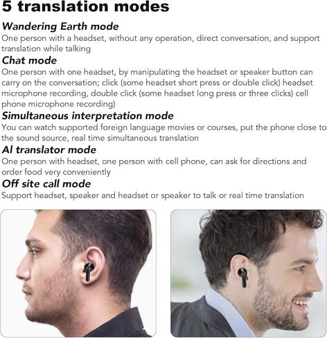 Y113 Language Translator Earbuds, Supports 144 Languages Online Offline Instant Voice Translator Device with APP for iOS for Android, Simultaneous Translation Bluetooth 5.1 in Saudi Arabia