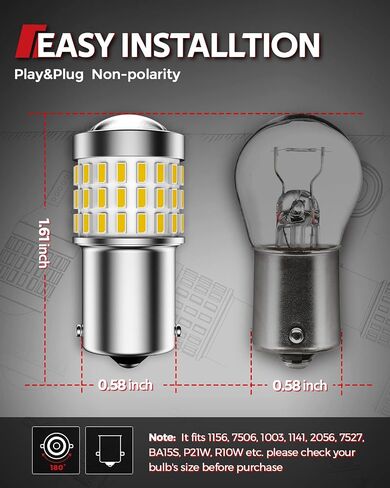 Torchbeam 1156 LED Bulb White Super Bright, 1141 1003 BA15S 7506 7507 P21W LED Bulbs with Projector Replacement for Reverse Backup Parking Tail Brake DRL Turn Signal Light, Pack of 2 in Saudi Arabia