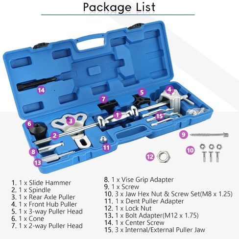 DASBET Slide Hammer Puller Set 19PCS Wheel Bearing Removal Tool w/Slide Hammer Attachments – Wheel Hub Puller Dent Repair Kit in Saudi Arabia