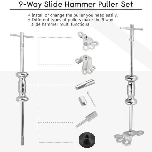 DASBET Slide Hammer Puller Set 19PCS Wheel Bearing Removal Tool w/Slide Hammer Attachments – Wheel Hub Puller Dent Repair Kit in Saudi Arabia