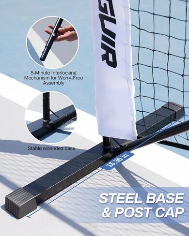 VINSGUIR Portable Pickleball Net, Pickleball Nets Designed for All Weather Conditions with Steady Metal Frame and Strong PE Net, Regulation Size Net with Carrying Bag in Kuwait