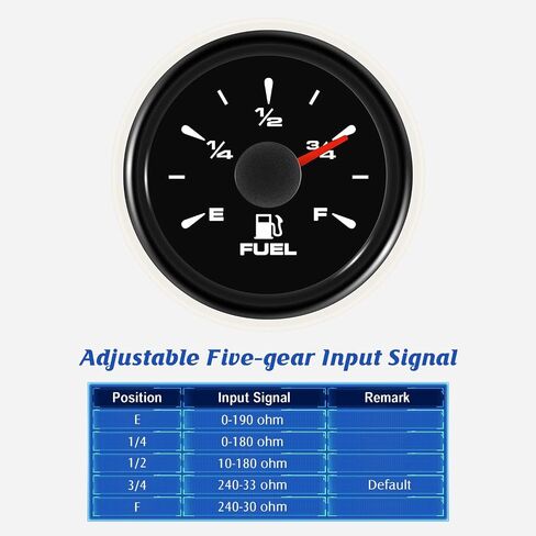 مقياس الوقود البحري 240-33ohm 0-190ohm 240-30ohm 0-180ohm 10-180ohm مقاوم للماء خزان الوقود الغاز قياس مع 8 ألوان الخلفية للدراجات النارية قارب سيارة شاحنة مركبة 9-32 فولت (أسود) in Saudi Arabia