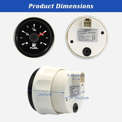 مقياس الوقود البحري 240-33ohm 0-190ohm 240-30ohm 0-180ohm 10-180ohm مقاوم للماء خزان الوقود الغاز قياس مع 8 ألوان الخلفية للدراجات النارية قارب سيارة شاحنة مركبة 9-32 فولت (أسود) in Saudi Arabia