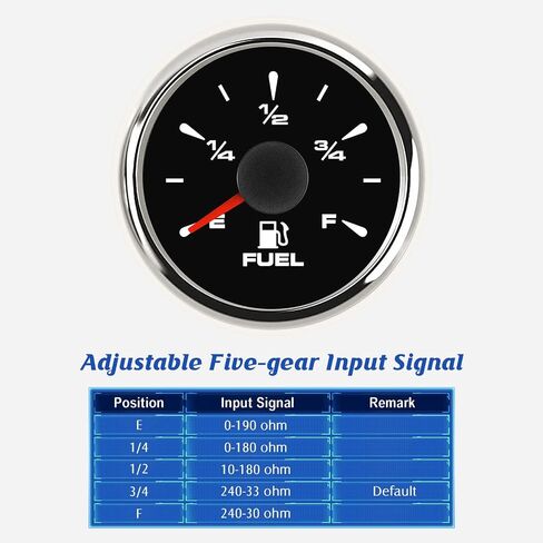 مقياس الوقود البحري 240-33ohm 0-190ohm 240-30ohm 0-180ohm 10-180ohm مقاوم للماء خزان الوقود الغاز قياس مع 8 ألوان الخلفية للدراجات النارية قارب سيارة شاحنة مركبة 9-32 فولت (أسود) in Saudi Arabia