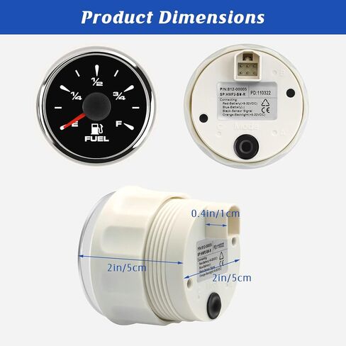 مقياس الوقود البحري 240-33ohm 0-190ohm 240-30ohm 0-180ohm 10-180ohm مقاوم للماء خزان الوقود الغاز قياس مع 8 ألوان الخلفية للدراجات النارية قارب سيارة شاحنة مركبة 9-32 فولت (أسود) in Saudi Arabia