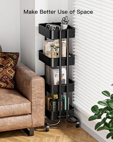 عربة أدوات معدنية متدحرجة من 3 طبقات من بيبيشيل، عربة تخزين متينة مع عجلتين قابلتين للقفل، عربة أدوات منظمة شبكية متعددة الوظائف للمطبخ وغرفة الطعام وغرفة المعيشة (أسود) in Kuwait