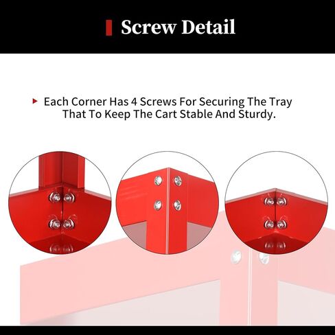 عربة أدوات رفوف LCyindu ذات 3 طبقات، عربة دوارة، عربة مرافق، تحمل ما يصل إلى 330 رطلاً، 30 * 28 * 14 عربة أدوات شديدة التحمل، حمراء، مناسبة للمستودعات والمكاتب والمرائب والحدائق، إلخ in Kuwait