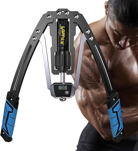 معدات تمرين ذراع توسيع الصدر، زر دوران هيدروليكي جديد 10 تروس قابل للتعديل 22-440 رطل، فولاذ كربوني سميك، مقبض مطاط ناعم من البولي يوريثان مقاوم للاهتراء وغير قابل للانزلاق in Kuwait