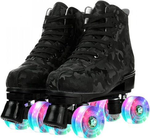Risup Roller Skates للنساء والرجال، أحذية عالية الجودة من جلد البقر، زلاجات دوارة كلاسيكية بصف مزدوج، زلاجات دوارة بأربع عجلات للرجال والبنات للجنسين، عيد الميلاد in Kuwait