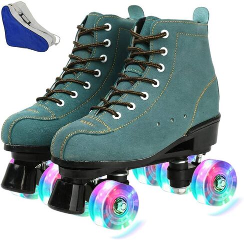 Risup Roller Skates للنساء والرجال، أحذية عالية الجودة من جلد البقر، زلاجات دوارة كلاسيكية بصف مزدوج، زلاجات دوارة بأربع عجلات للرجال والبنات للجنسين، عيد الميلاد in Kuwait