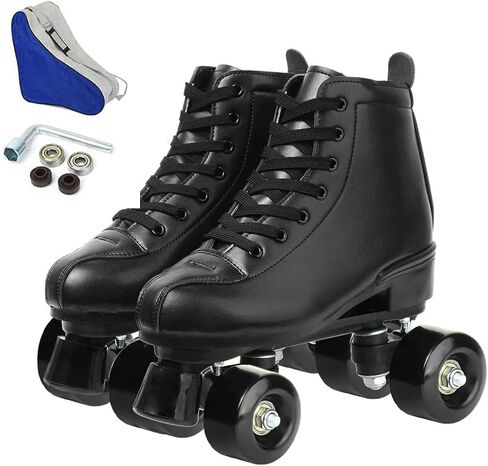 MAOWAO Roller Skates Women, Outdoor High Top PU Leather Women Roller Skates, Adjustable Indoor Double Row Skates for Beginner Adults Girls Men with Carry Bag in Saudi Arabia