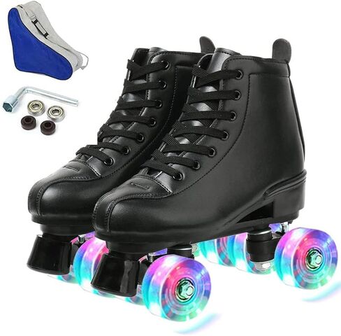 MAOWAO Roller Skates Women, Outdoor High Top PU Leather Women Roller Skates, Adjustable Indoor Double Row Skates for Beginner Adults Girls Men with Carry Bag in Saudi Arabia