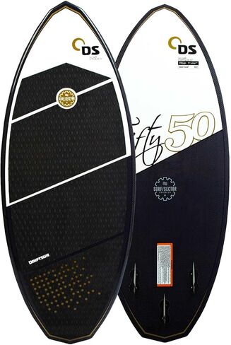 Driftsun Fifty50 Wakesurf Board - لوح تزلج على الماء بنمط مقشود من ألياف الكربون بطول 4 أقدام و9 بوصات، ويتضمن زعانف in Kuwait