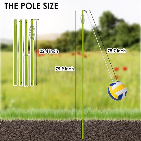 مجموعة JstFrU Tetherball للتنس وTetherball، معدات Tetherball مع عمود للفناء الخلفي والخارجي، مع عمود ارتفاع قابل للتعديل بطول 6.7 قدم، 2 كرات تنس بحبل، 2 مضارب، 1 ​​كرة Tetherball بحبل، 2 خطاف in Kuwait