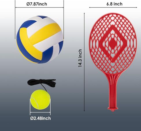 مجموعة JstFrU Tetherball للتنس وTetherball، معدات Tetherball مع عمود للفناء الخلفي والخارجي، مع عمود ارتفاع قابل للتعديل بطول 6.7 قدم، 2 كرات تنس بحبل، 2 مضارب، 1 ​​كرة Tetherball بحبل، 2 خطاف in Kuwait