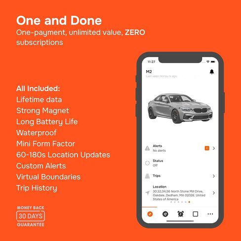 GPS Tracker for Vehicles No Monthly Fee, No Subscription, SIM and Data Included, 4G, Vehicle Location, Trip History, Alerts, GeoFence, USA Developed, Mini Magnetic Portable, Moto Watchdog in Saudi Arabia