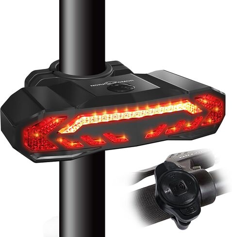 Bike Tail Light with Bike Turn Signals,Anti-Theft Bike Alarm with Wireless Remote Control,7Sensitivity Adjustable Level Electric Bell/Alarm Rear Bike Light for Bike Ebike,Black in Kuwait