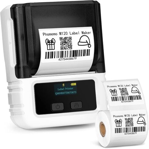 Phomemo M120 Label Maker- Barcode Printer Bluetooth Thermal Label Machine 2 Inch 50mm for Retail, QR Code, Small Business, Compatible with Android, iOS & PC, Black in Saudi Arabia