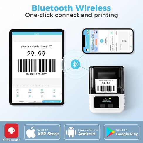 Phomemo M120 Label Maker- Barcode Printer Bluetooth Thermal Label Machine 2 Inch 50mm for Retail, QR Code, Small Business, Compatible with Android, iOS & PC, Black in Saudi Arabia