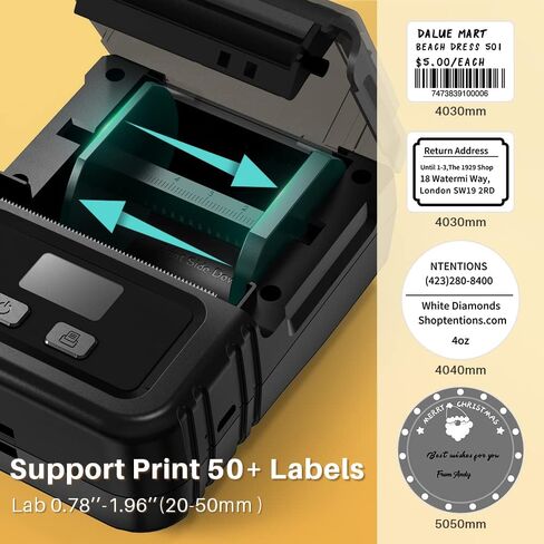 Phomemo M120 Label Maker- Barcode Printer Bluetooth Thermal Label Machine 2 Inch 50mm for Retail, QR Code, Small Business, Compatible with Android, iOS & PC, Black in Saudi Arabia