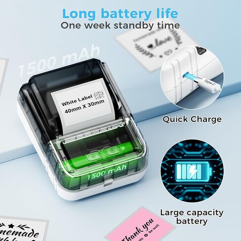 Phomemo M120 Label Maker- Barcode Printer Bluetooth Thermal Label Machine 2 Inch 50mm for Retail, QR Code, Small Business, Compatible with Android, iOS & PC, Black in Saudi Arabia