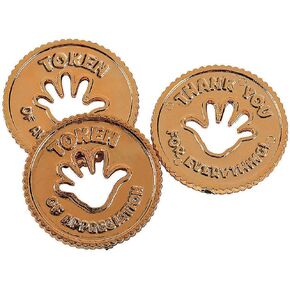Fun Express Token of Appreciation Coins (Set of 144 Thank You Rewards) Perfect for Caught You Being Good School Supplies