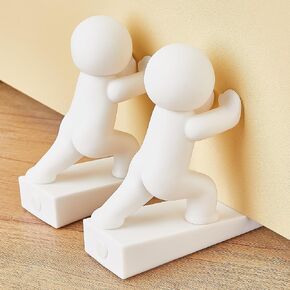 Cute Door Stopper, 2 Pack Buddy Door Stop, Flexible and Effective to Keep Your Door Open, White and Gray (Patent Registering)