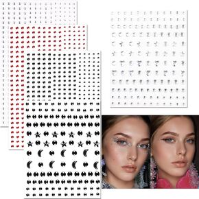 Iridescent Butterfly Face Eye Stickers, Self-Adhesive Face Jewels, Gem Stickers for Makeup, Assorted Sizes Rhinestones Stickers, Gems for Face - Body - Hair - Eye - Ear-Nail (Clear&Butterfly)