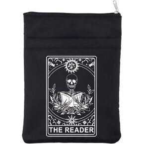 The Reader Tarot Card Book Sleeve Book Reader Inspired Book Cover Bookish Book Lovers Gift Reading Gift Gothic Romance Gift Skeleton Zipper Pouch (TheReader Bblk)