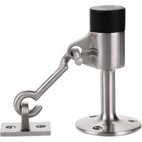 Sumnacon Sturdy Door Stopper with Hook - Stainless Steel Modern Door Stop with Rubber Buffer, Wall Mounted Metal Doorstop with Hardware for Home Office, Black in Saudi Arabia