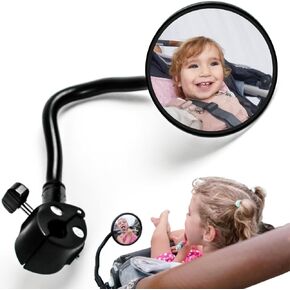 Pramglam Looky Lou Stroller Mirror - See Your Baby's Face on Stroller Walks. Stroller Accessories to Connect & Engage with Baby or Toddler in Pram or Jogging Stroller. Universal Stroller Attachment.
