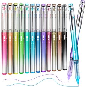 12 Colors Liquid Ink Rollerball Pens For Journaling, 0.5mm Fine Point Gel Ink Pens, No Bleed and Quick-Dry, Smooth Writing Pens for Bullet Journal and Taking Notes.
