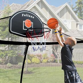 Trampoline Basketball Hoop with Led Light, Solar Power Light Basketball Hoop Fit for 25mm Straight Pole and Curved Pole Outdoor Trampoline