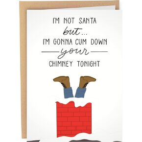 Sleazy Greetings Funny Christmas Card For Girlfriend Wife Fiance | Cum Down Your Chimney | Dirty Holiday Card Her | Naughty Xmas Card For Women
